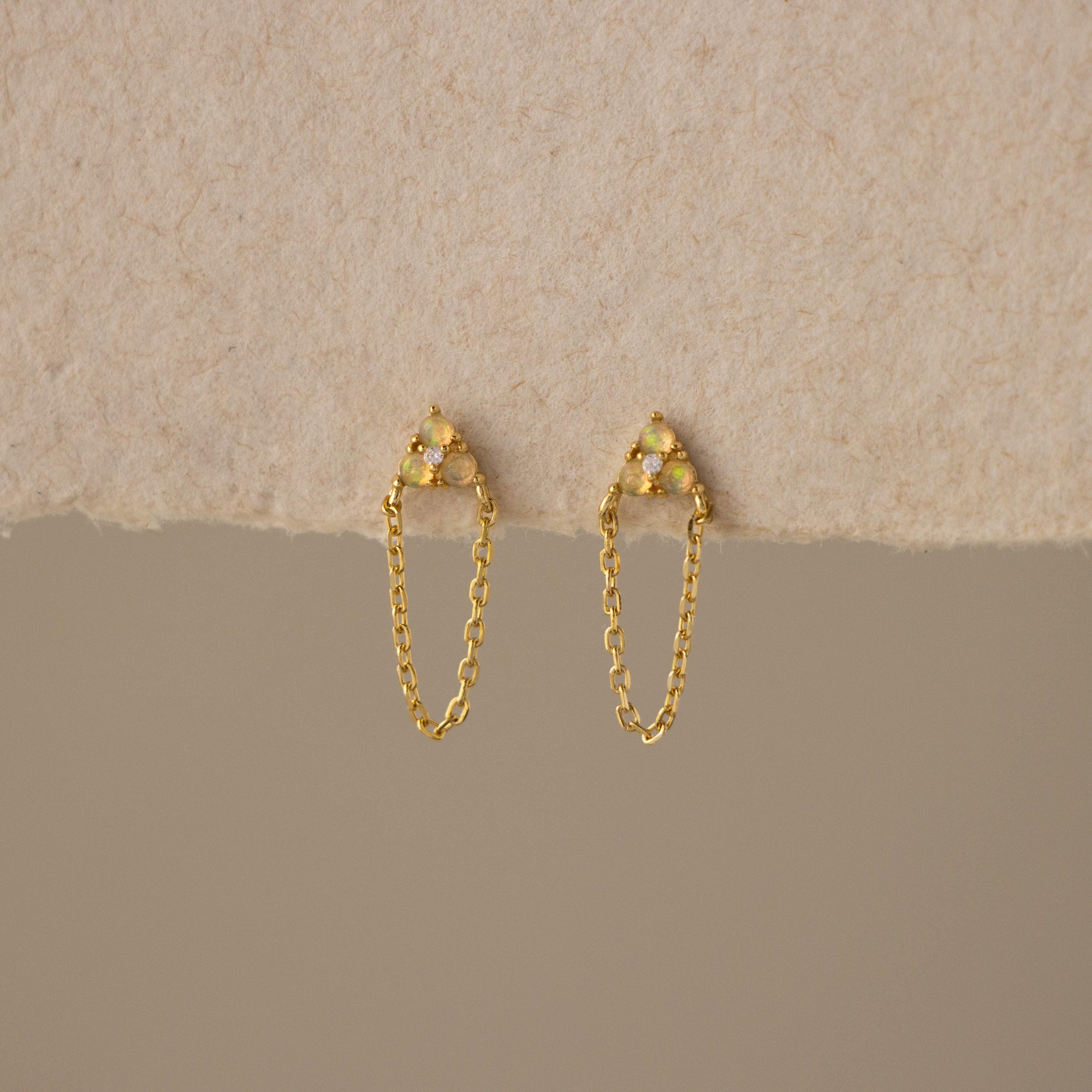Trio Cluster Opal Chain Studs