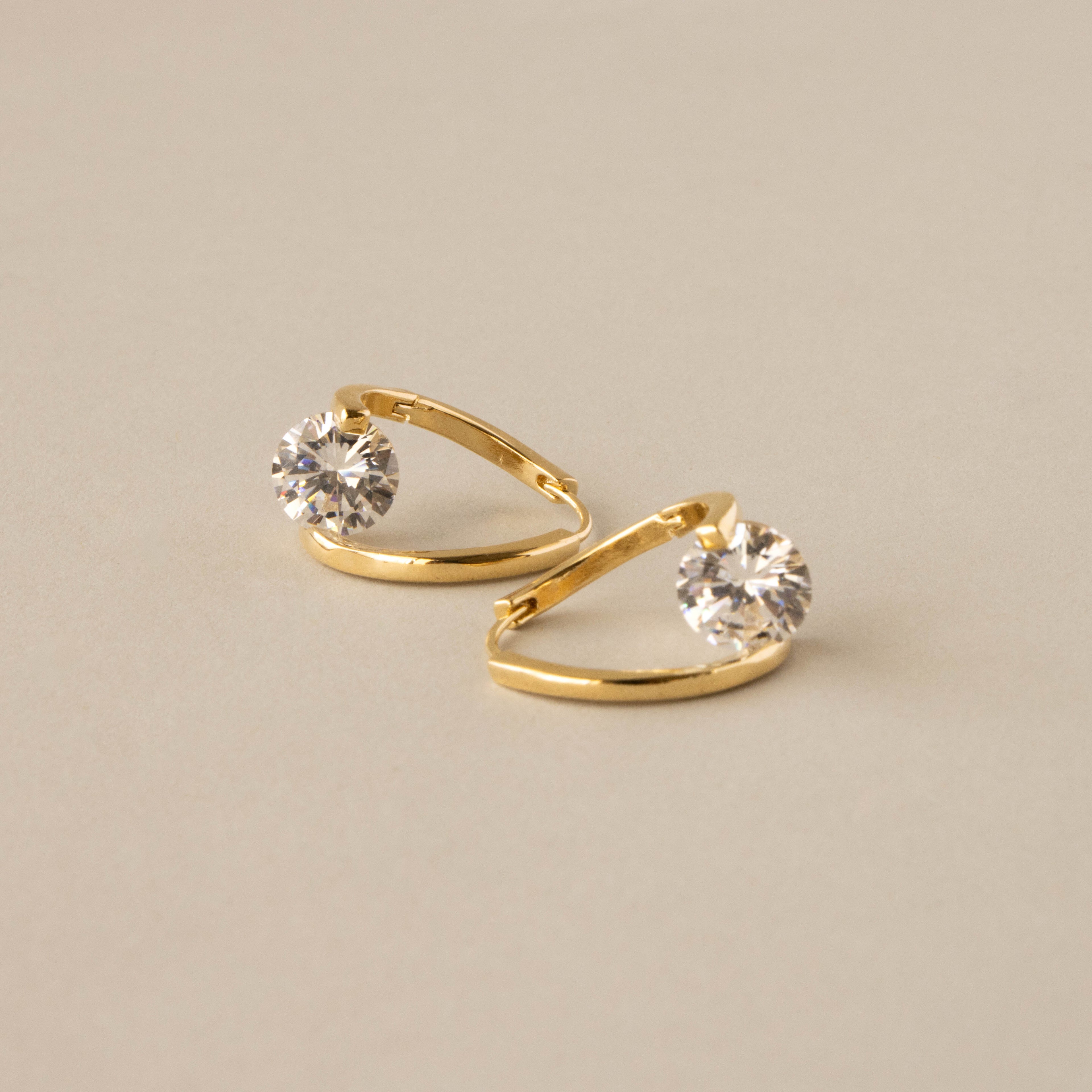 Floating Round Diamond Hoops
