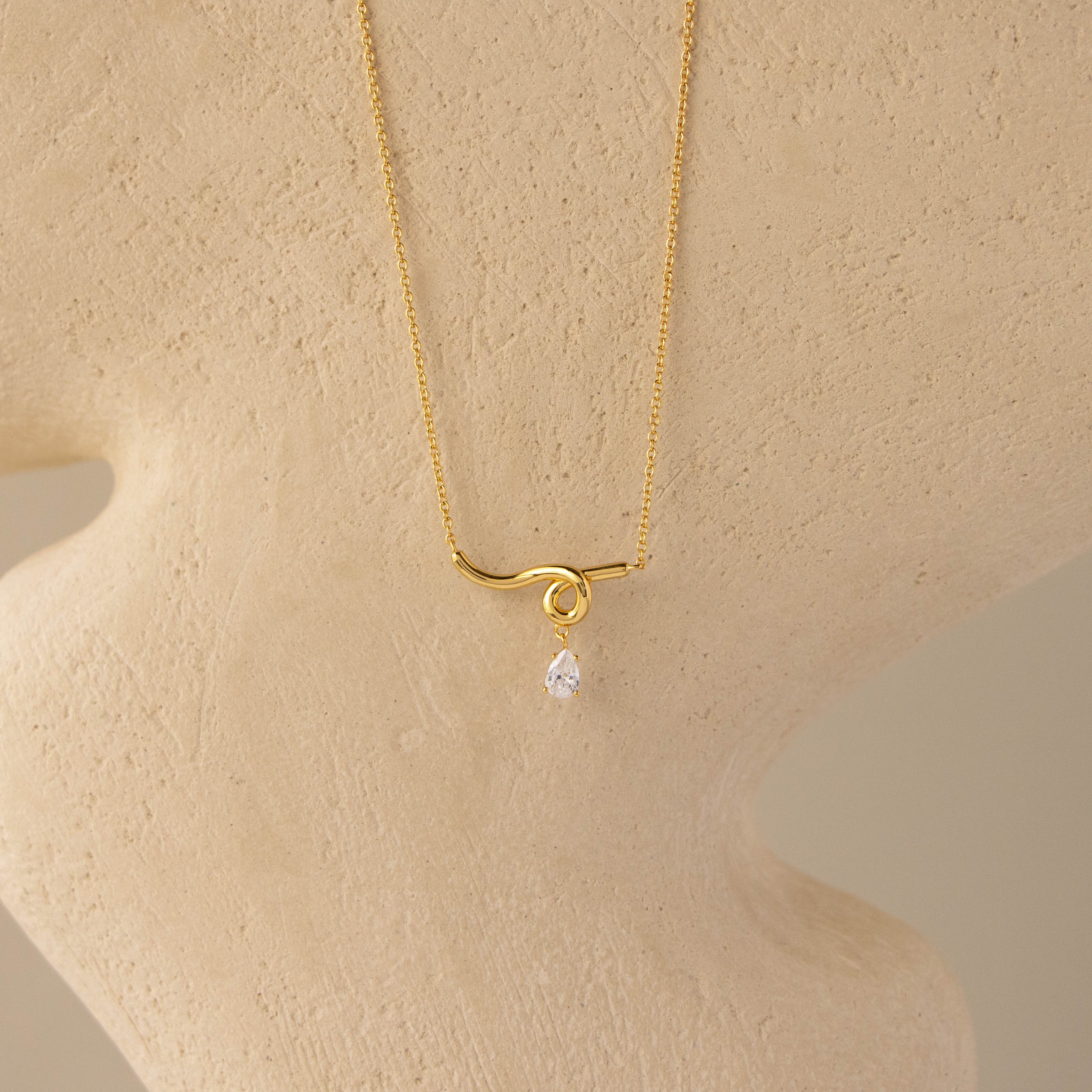 Pear Diamond Drop Knot Necklace
