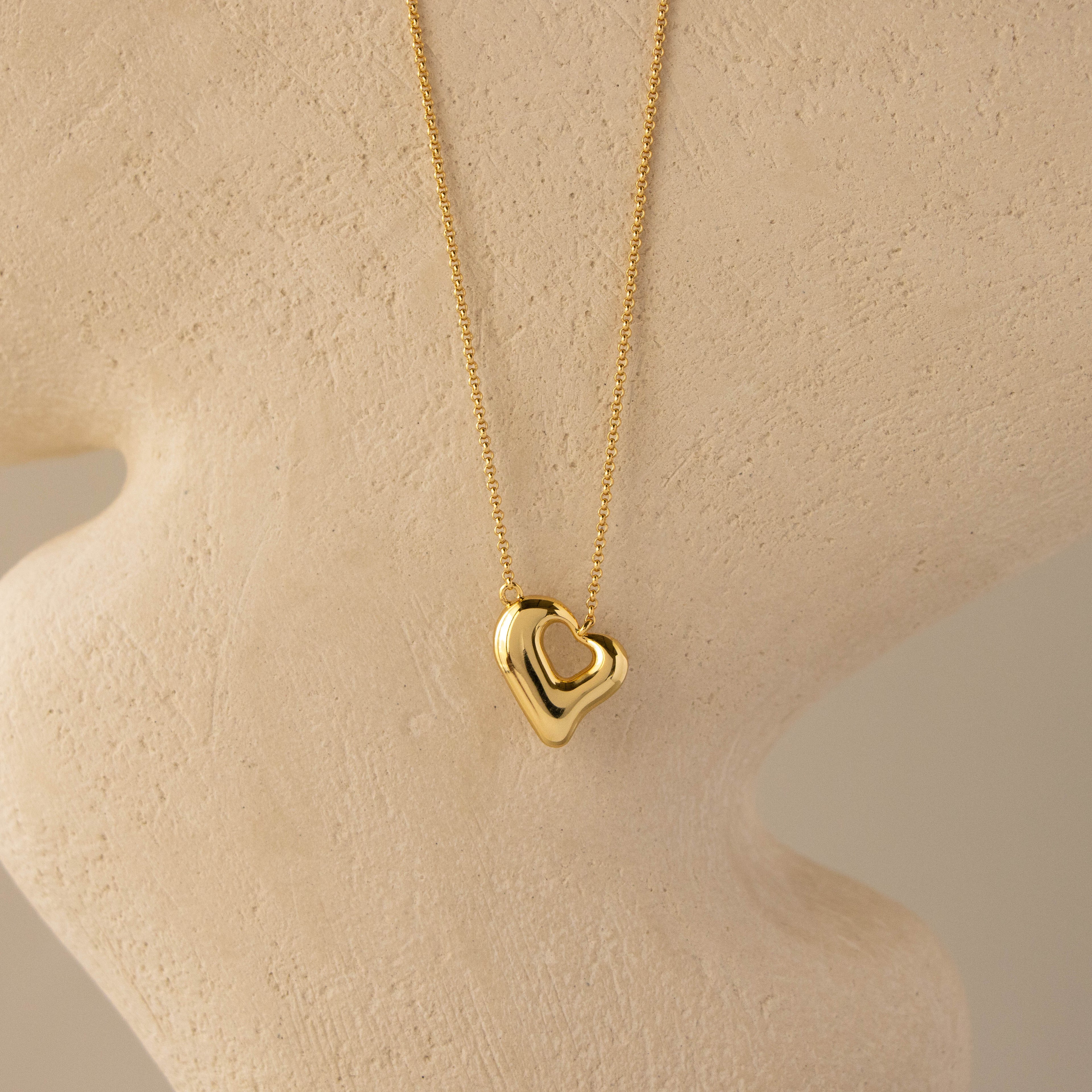Sculpted Open Heart Pendant Necklace