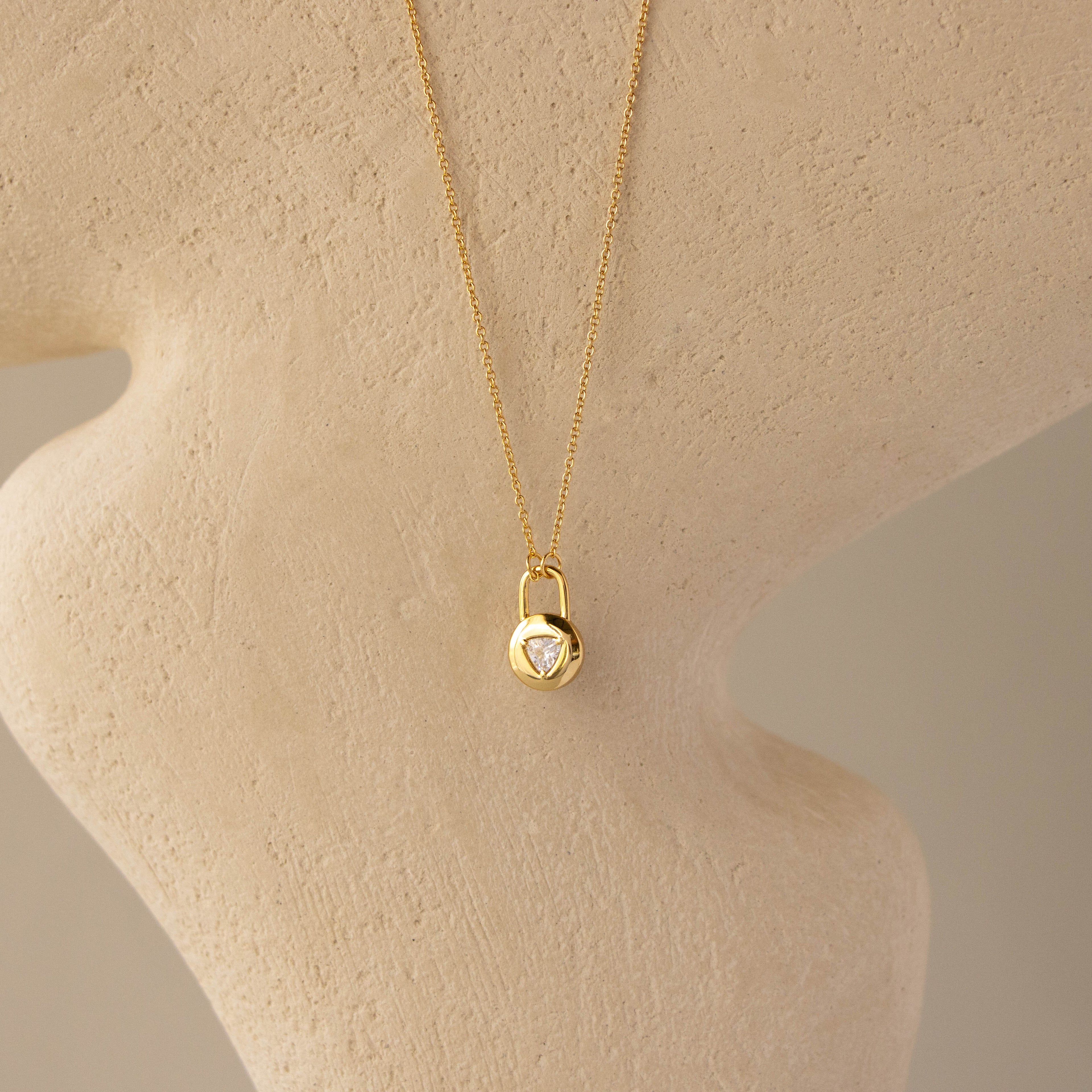 Trillion Diamond Padlock Necklace