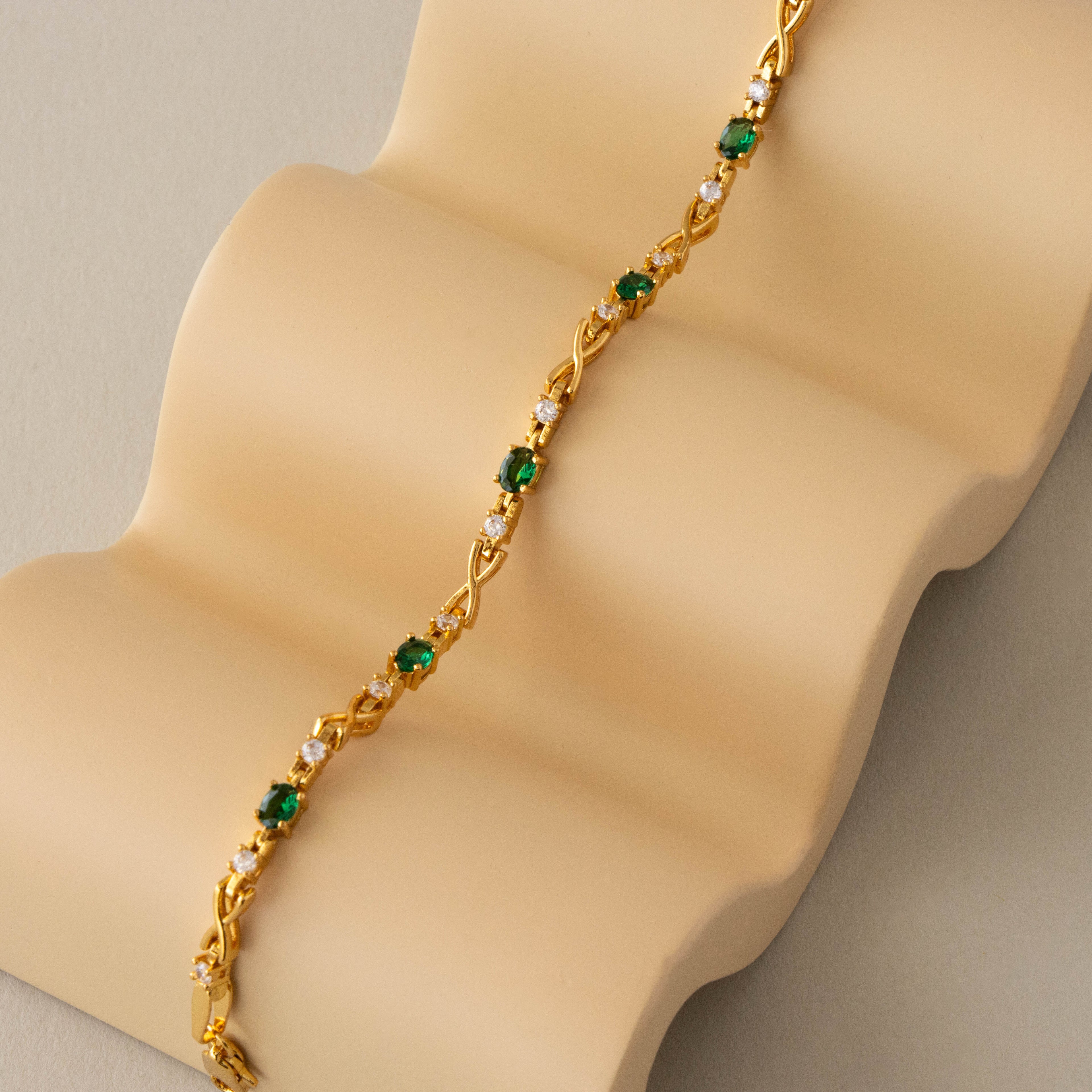 Emerald & Diamond Infinity Bracelet