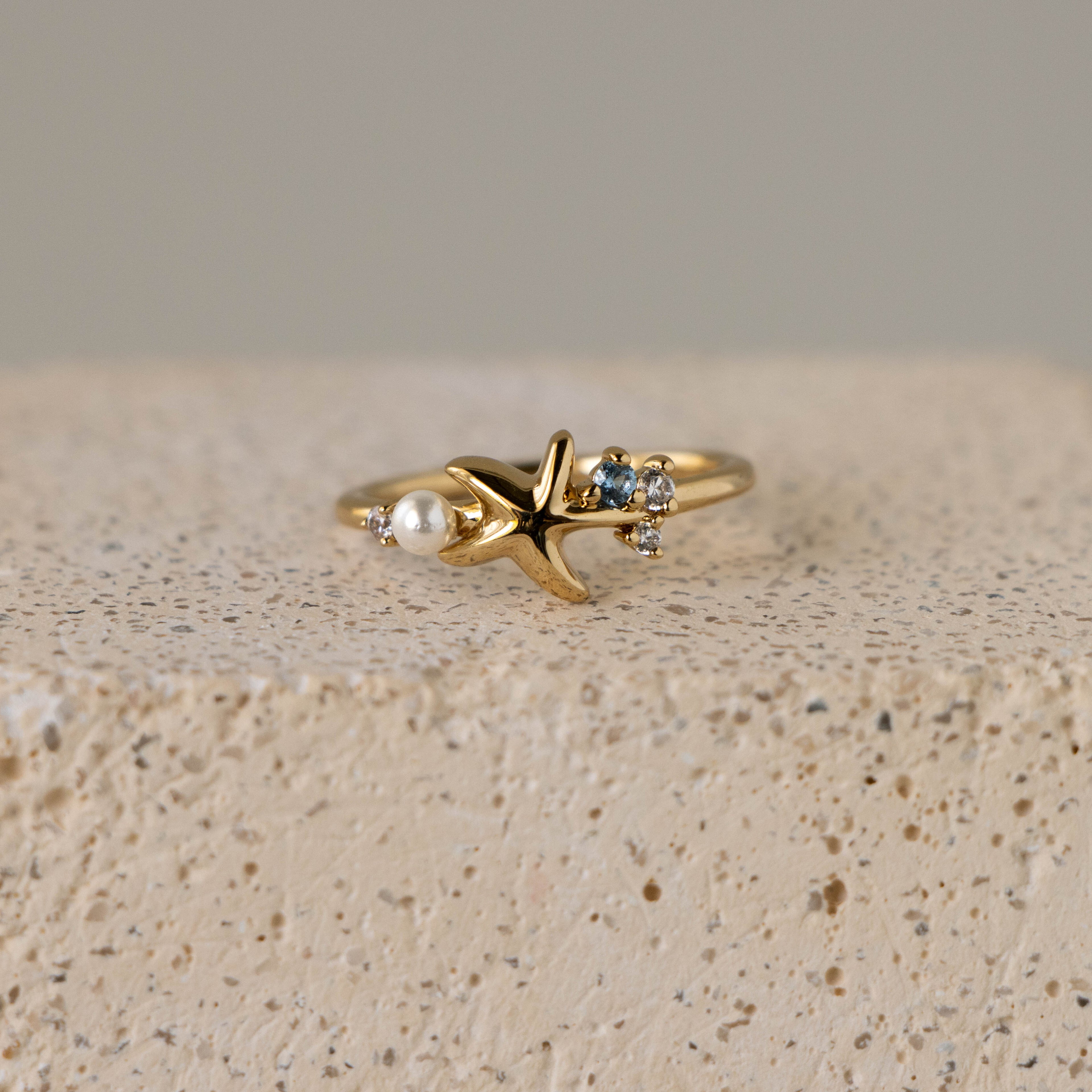 Aqua Starfish Gemstone Ring