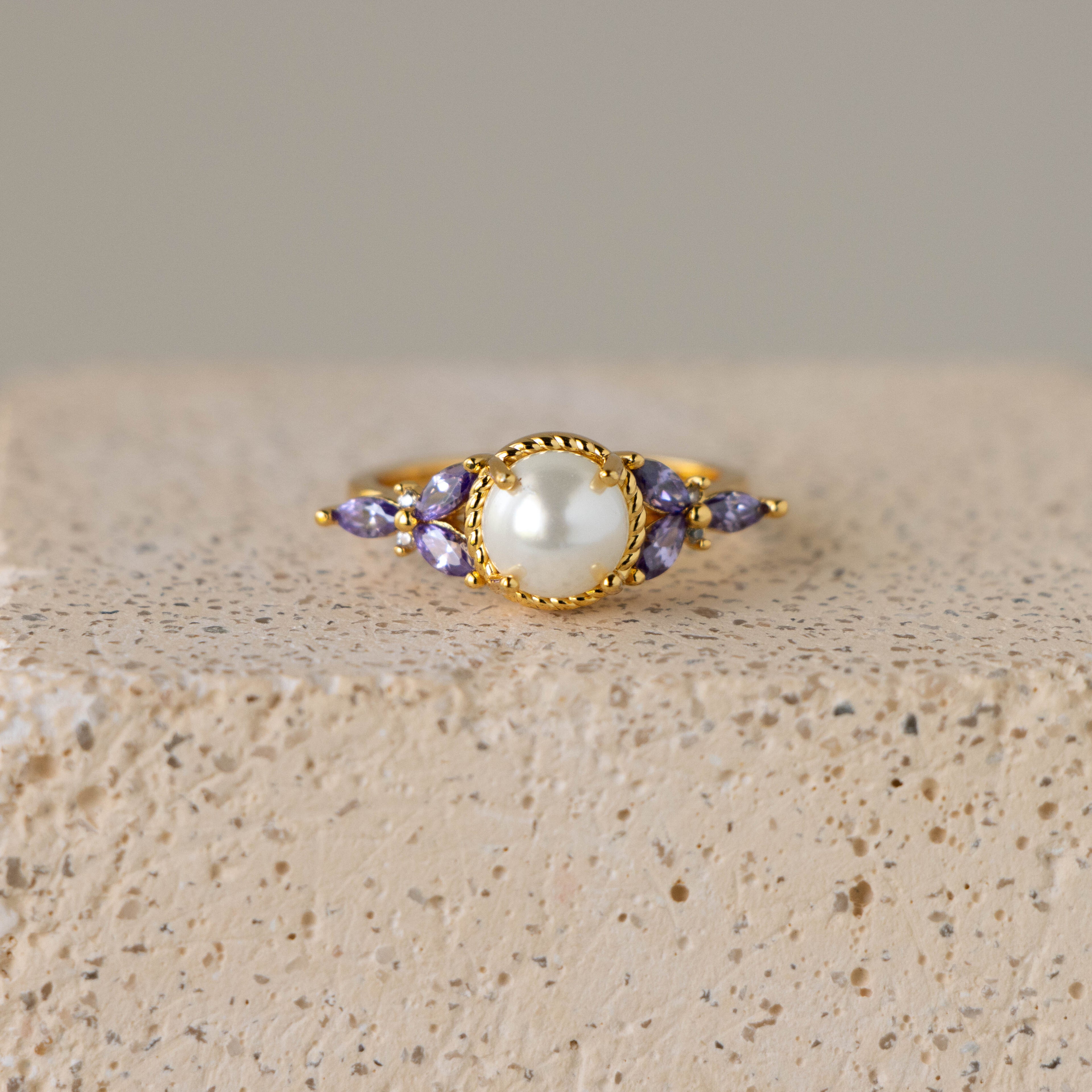 Pearl Amethyst Signet Ring