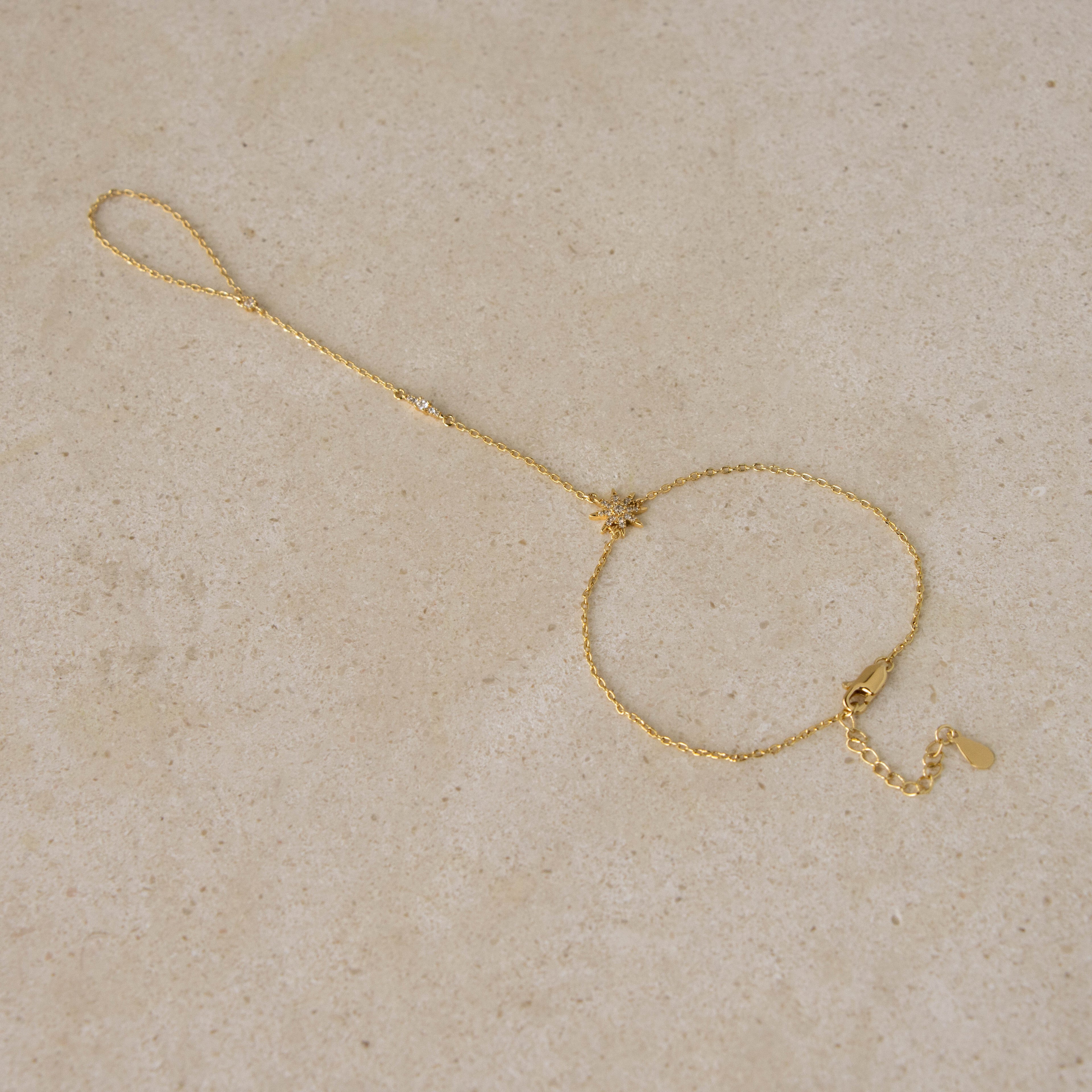 Diamond Starburst Hand Chain Bracelet