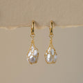Mesh Baroque Pearl Charm Hoops