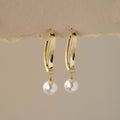 Pearl Drop Oval Hoop Studs