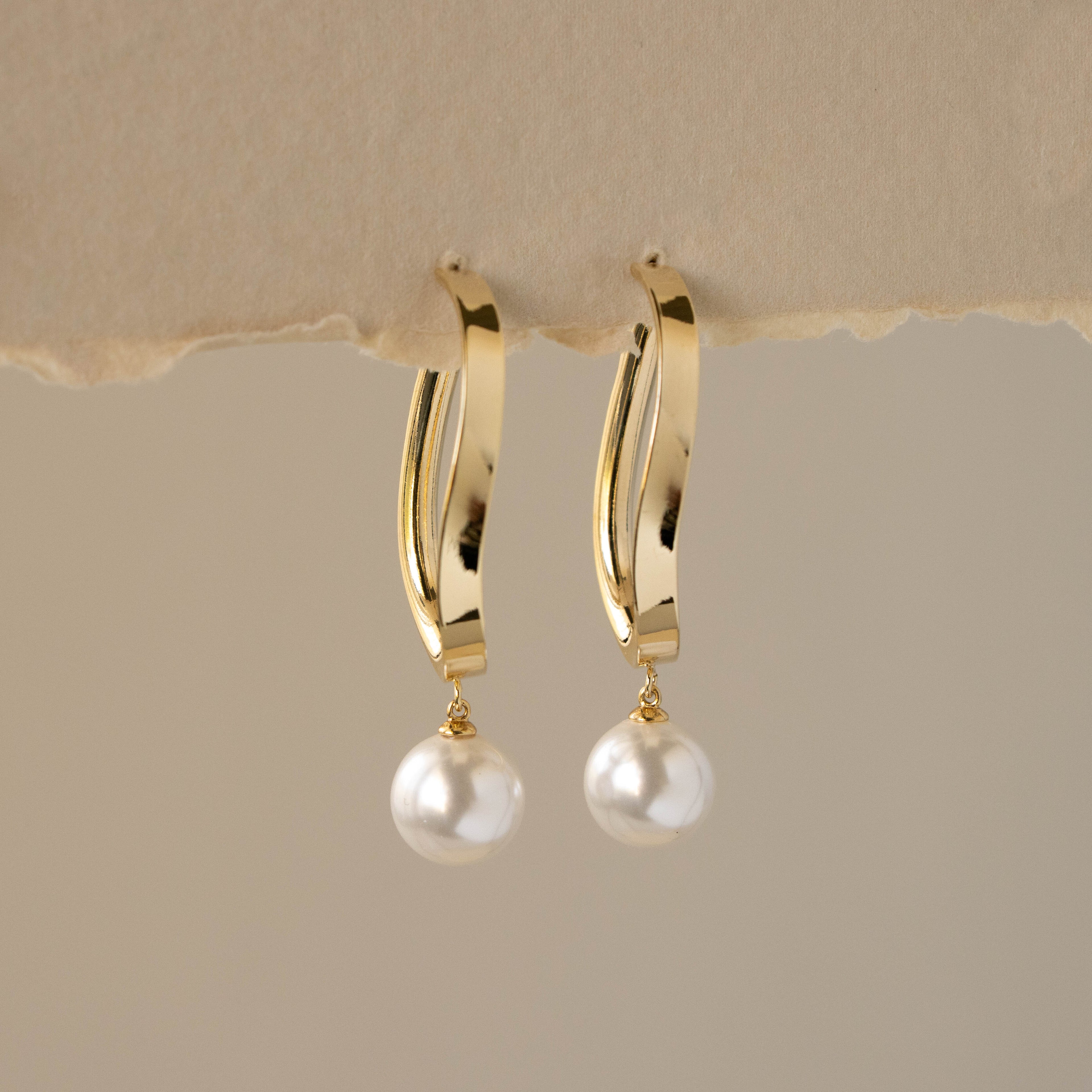 Pearl Drop Oval Hoop Studs