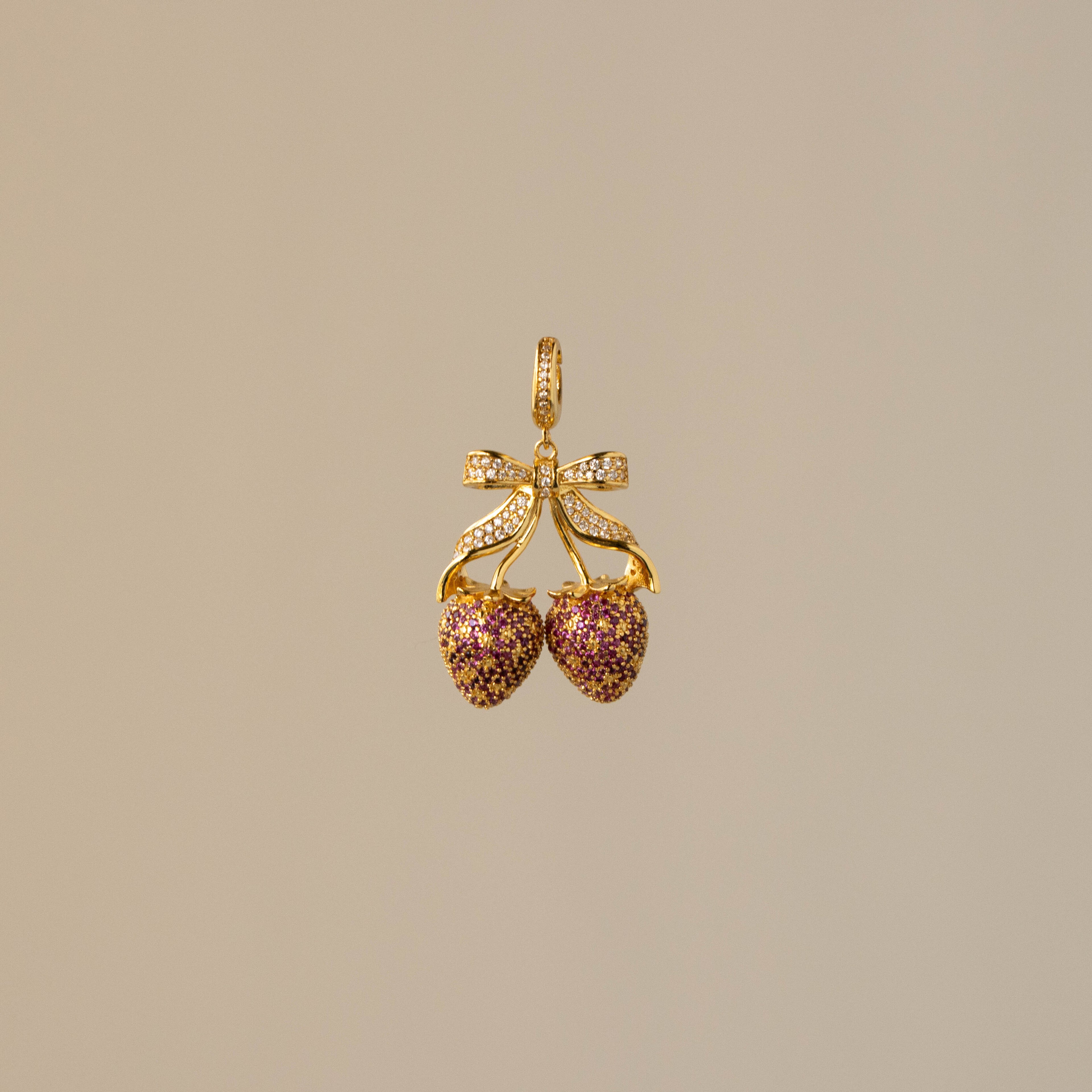Pave Strawberry Bow Charm