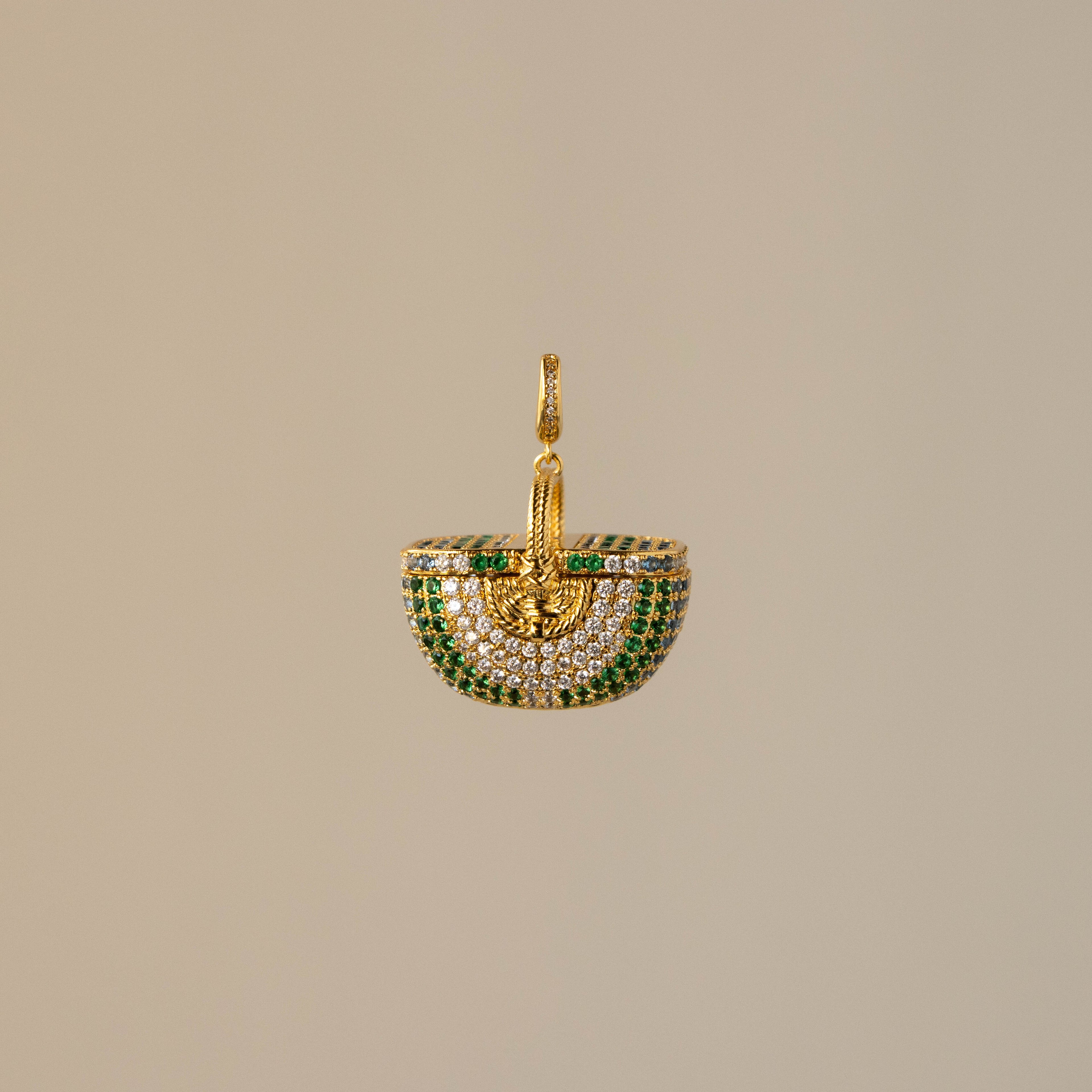Emerald & Diamond Picnic Basket Charm