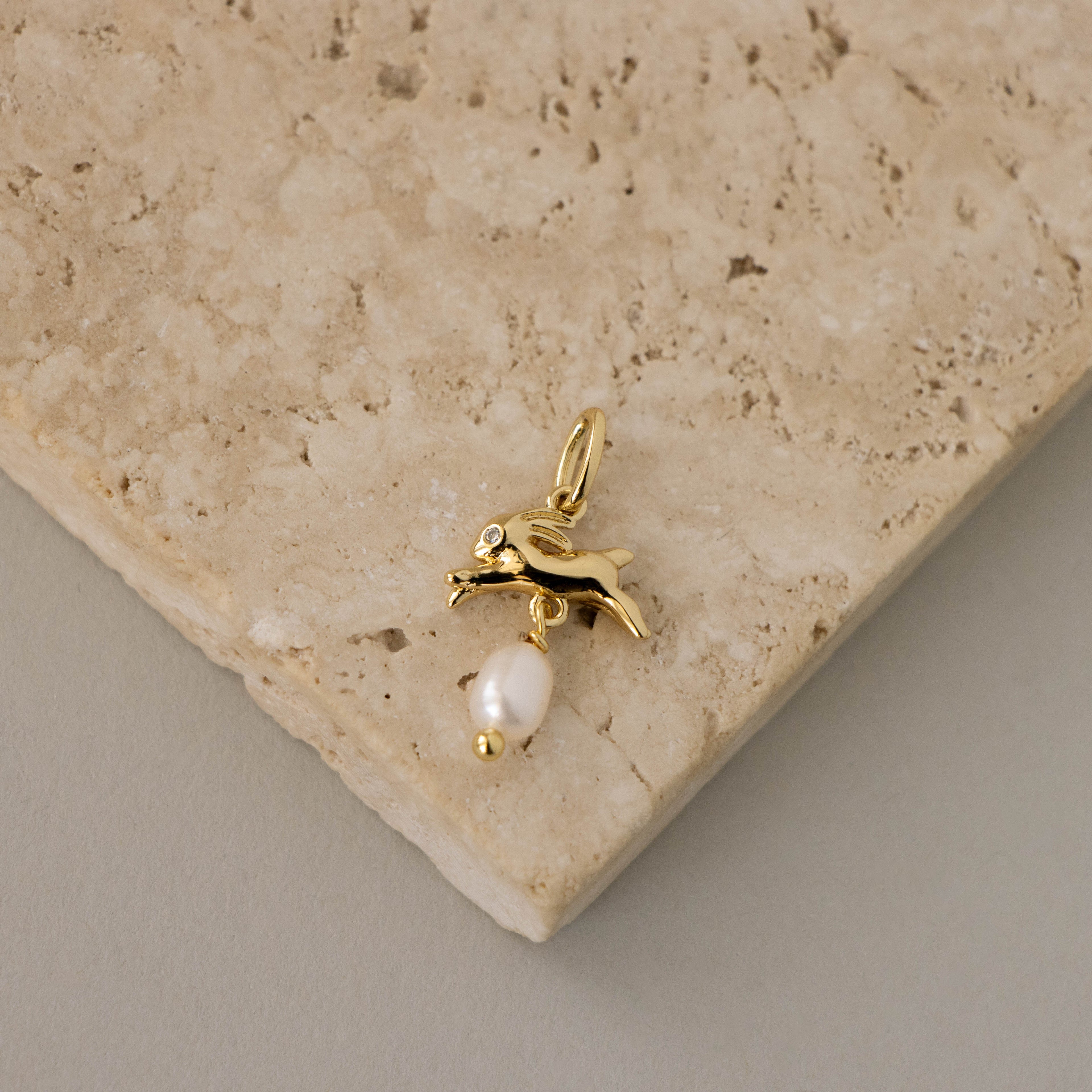 Rabbit & Pearl Drop Charm