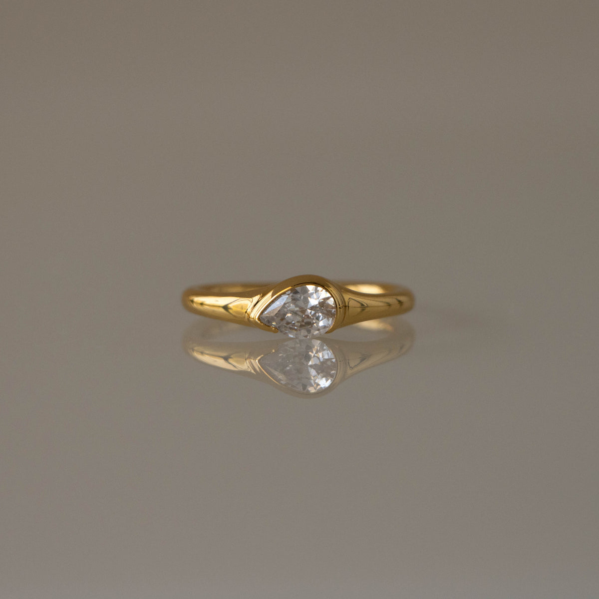 Modern Diamond Teardrop Signet Ring