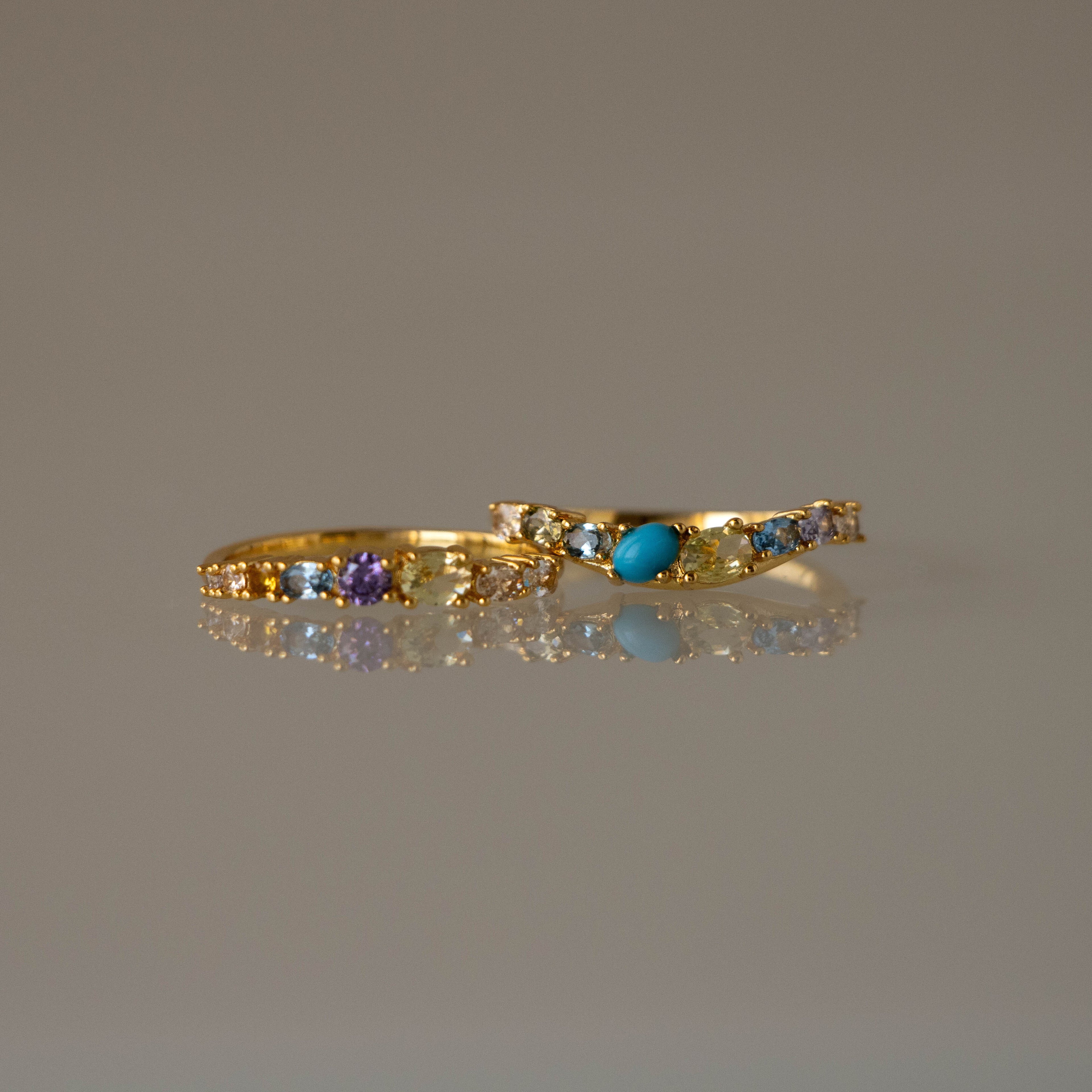 Mixed Gem Turquoise Ring Set