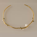 Open Pearl & Blue Zircon Choker Necklace