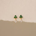 Emerald Flower Diamond Drop Studs