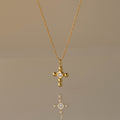 Beaded Diamond Cross Necklace