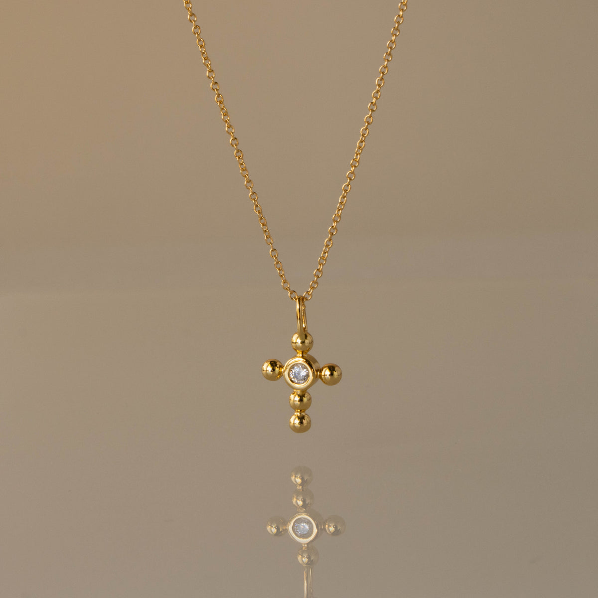 Beaded Diamond Cross Necklace