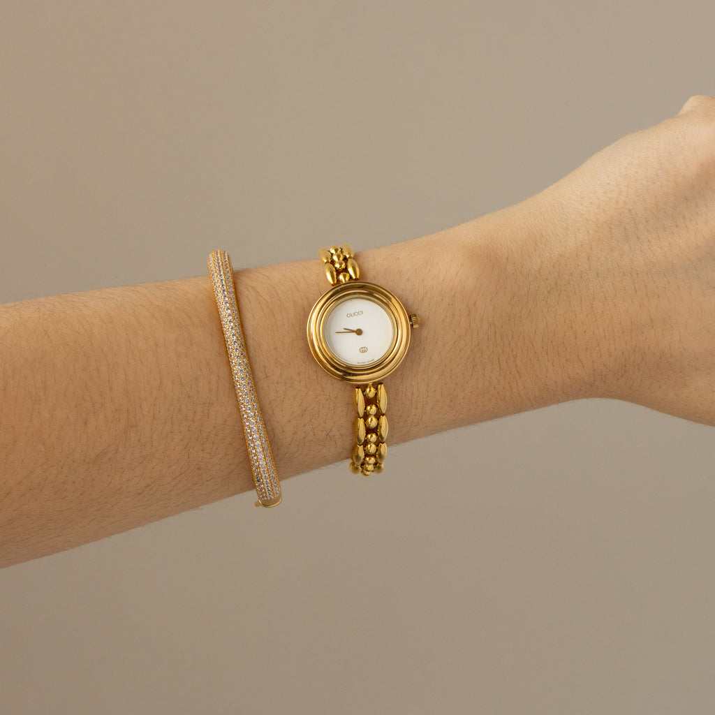 Vintage Gucci Swiss Interchangeable Bezel Gold Watch