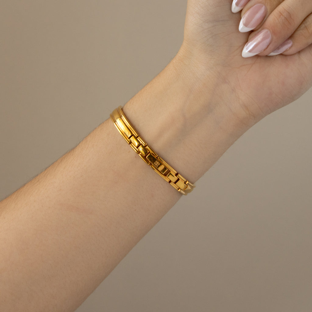 Vintage Givenchy Swiss Navy Dial Cuff Gold Watch