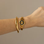 Vintage Givenchy Swiss Navy Dial Cuff Gold Watch