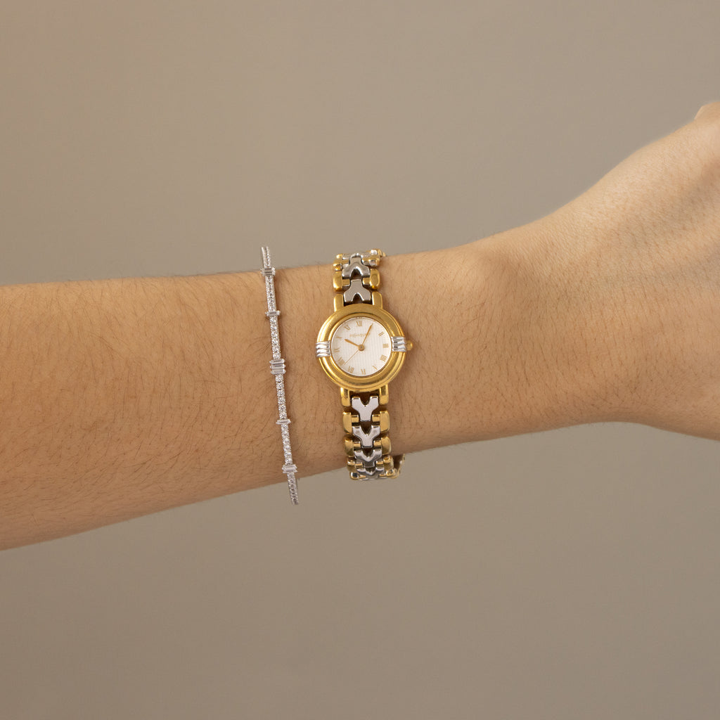 Vintage YSL Chevron Link Two Tone Watch