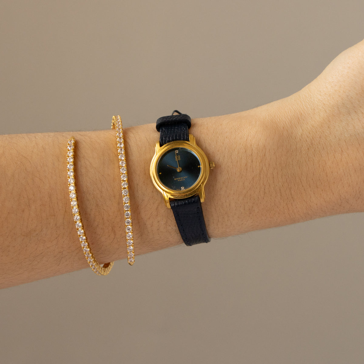 Vintage Givenchy Swiss Midnight Strap Gold Watch
