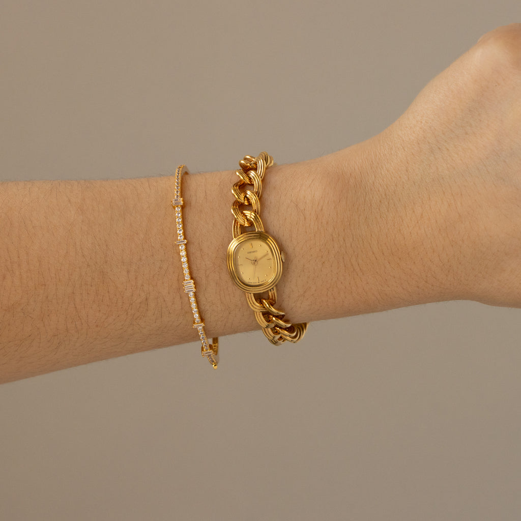 Vintage Seiko Curb Chain Gold Watch