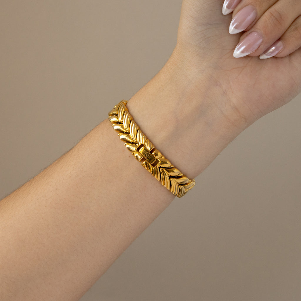 Vintage Gres Midnight Leaf Link Gold Watch