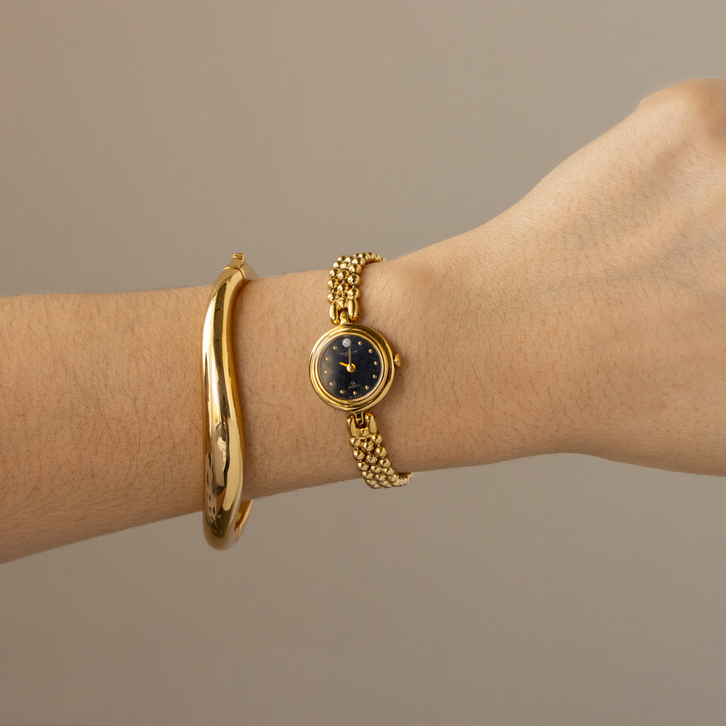Vintage Gianni Accardi Midnight Beaded Gold Watch