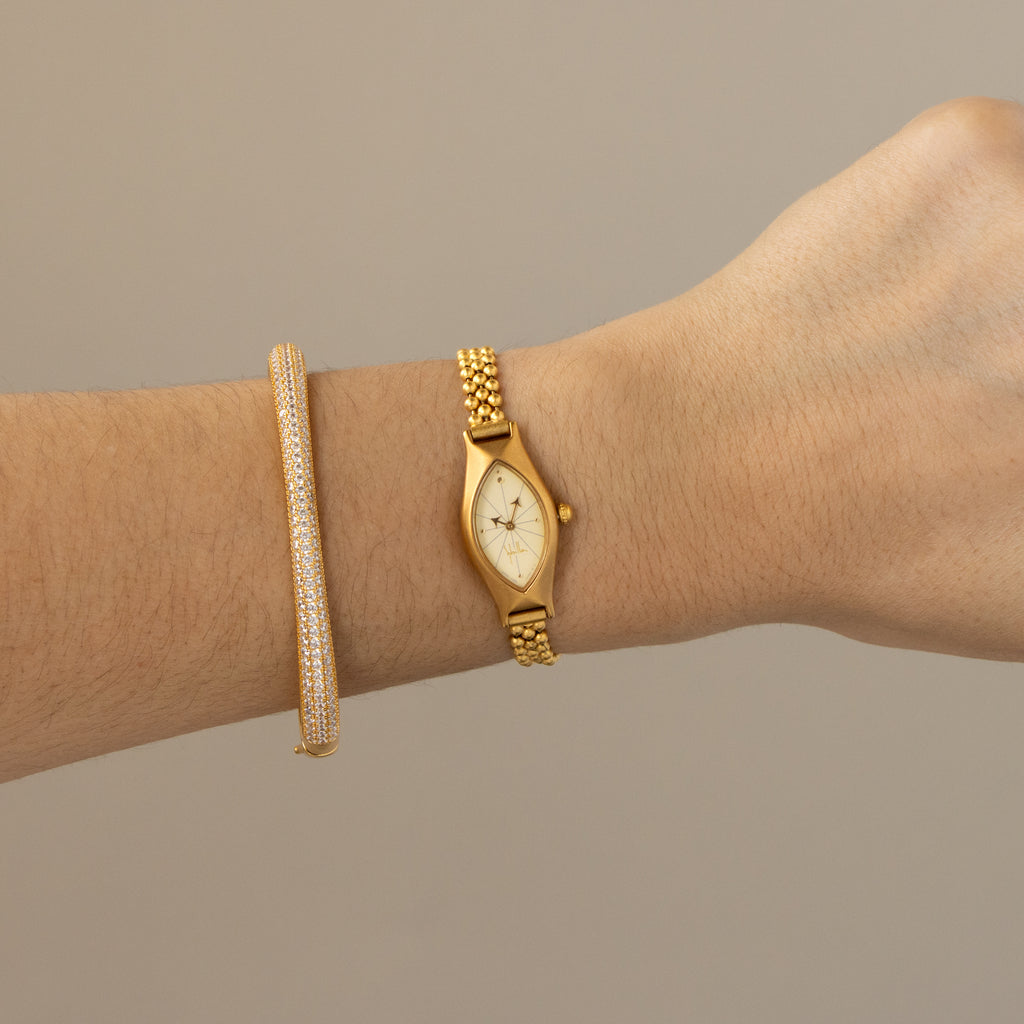 Vintage Sybilla Marquise Beaded Gold Watch