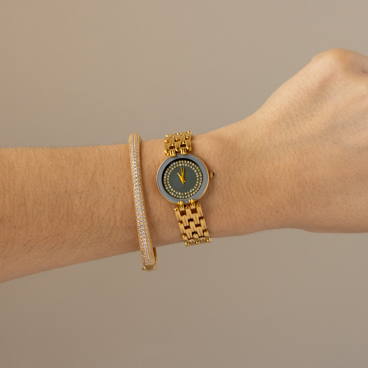 Vintage Klaeuse Pave Ocean Gold Watch