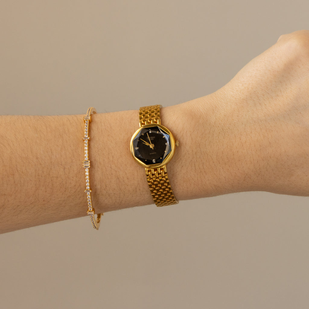 Vintage Adobo Midnight Octagonal Gold Watch