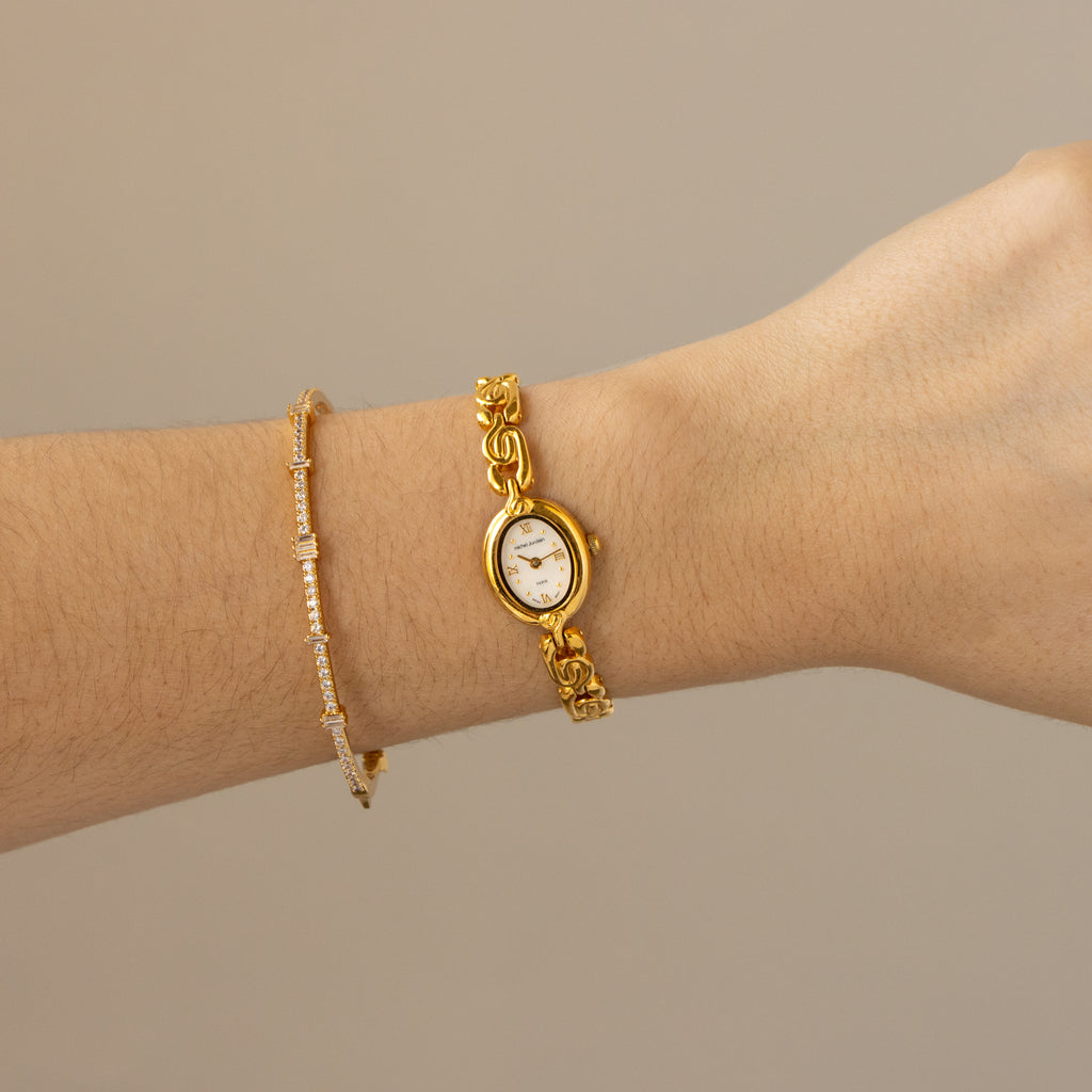 Vintage Michel Jurdain Swiss Oval Gold Watch
