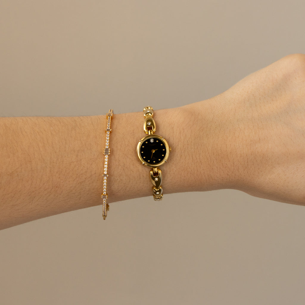 Vintage Gianni Accardi Midnight Diamond Gold Watch