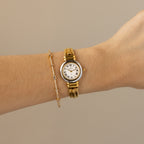 Vintage Grovana Swiss Roman Cuff Two Tone Watch