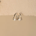 Pearl Bypass Hoops in Silver