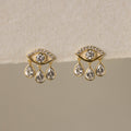 Diamond Evil Eye Teardrop Studs
