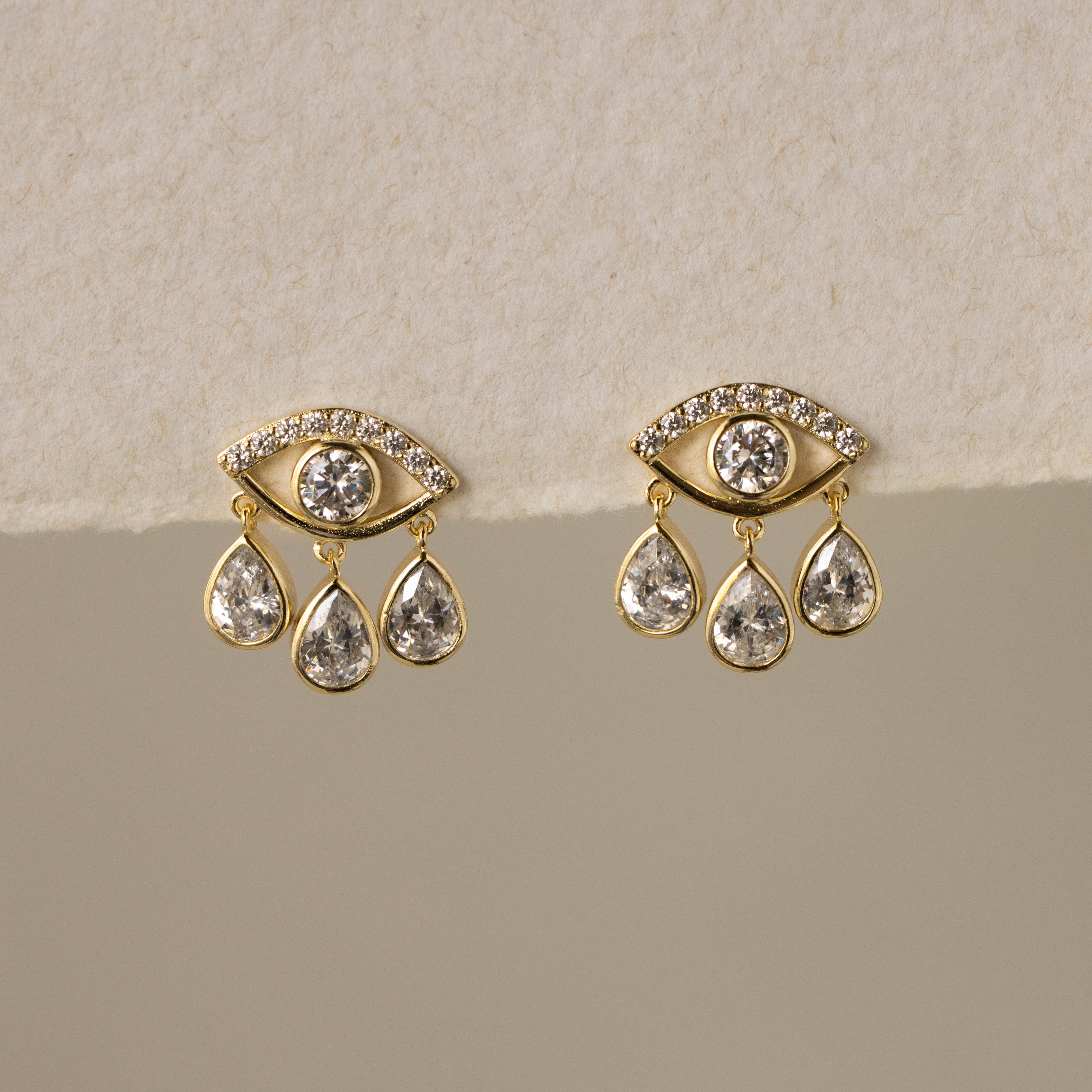 Diamond Evil Eye Teardrop Studs