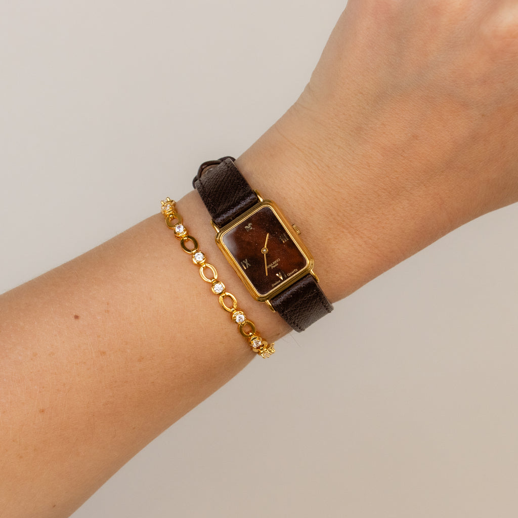 Vintage Nina Ricci Swiss Brown Dial Gold Watch