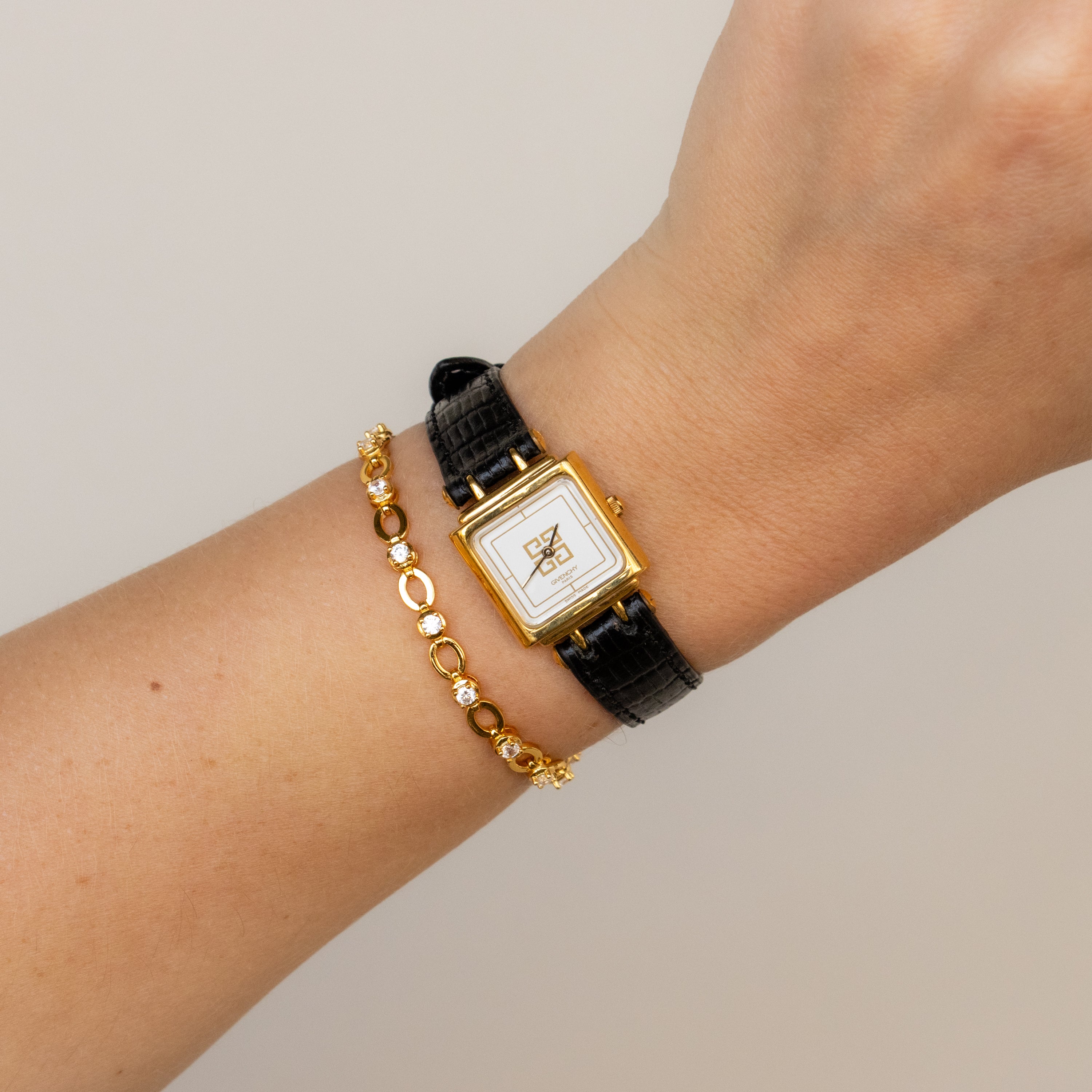 Vintage Givenchy Swiss Square Gold Watch