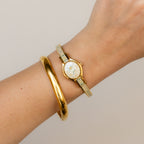 Vintage André Mouche Swiss Locket Cuff Gold Watch