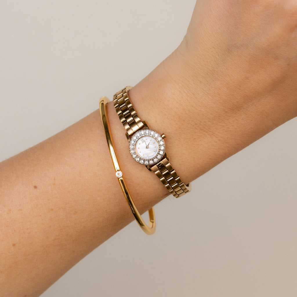 Vintage Plus Vendome Pave Bronze Gold Watch