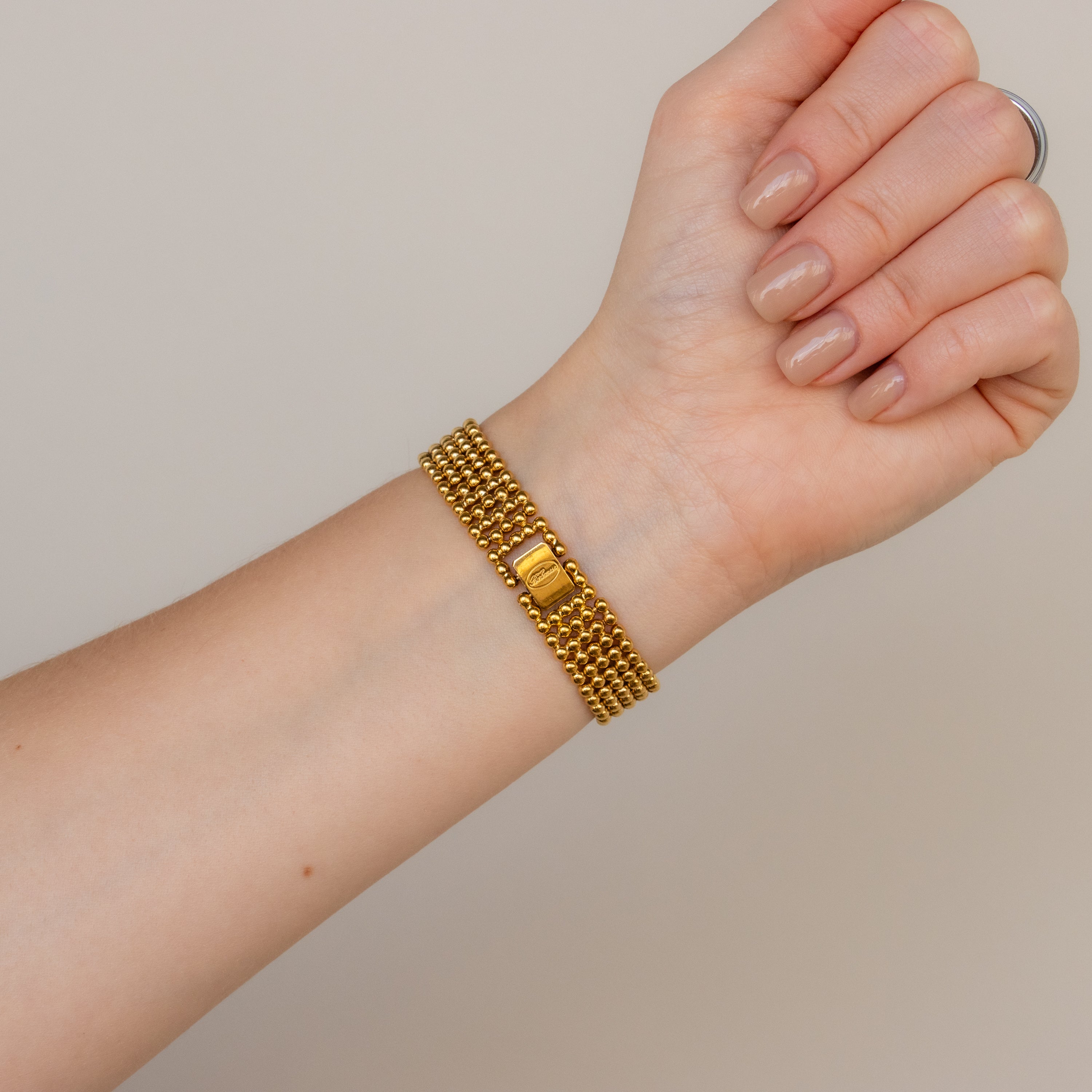 Vintage Borbonese Swiss Beaded Gold Watch