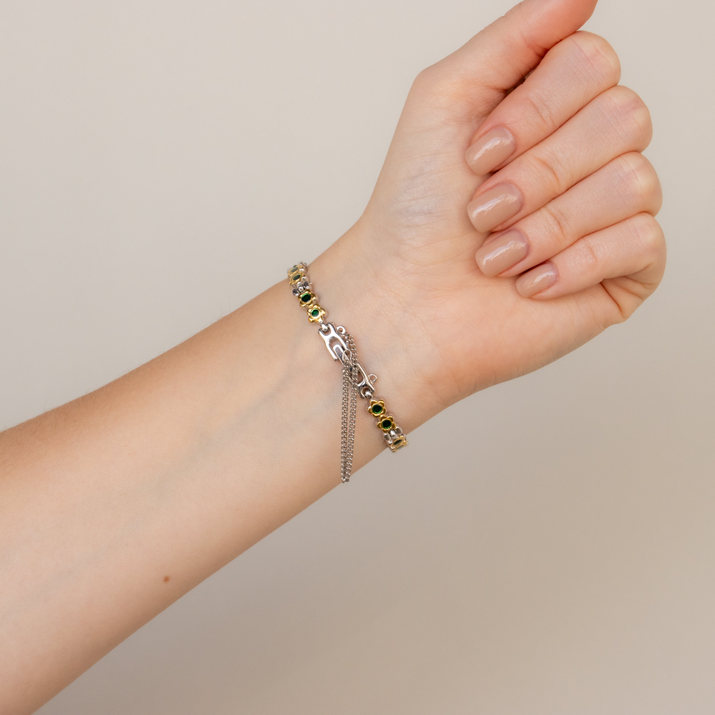 Vintage Nichibi Emerald Two Tone Watch