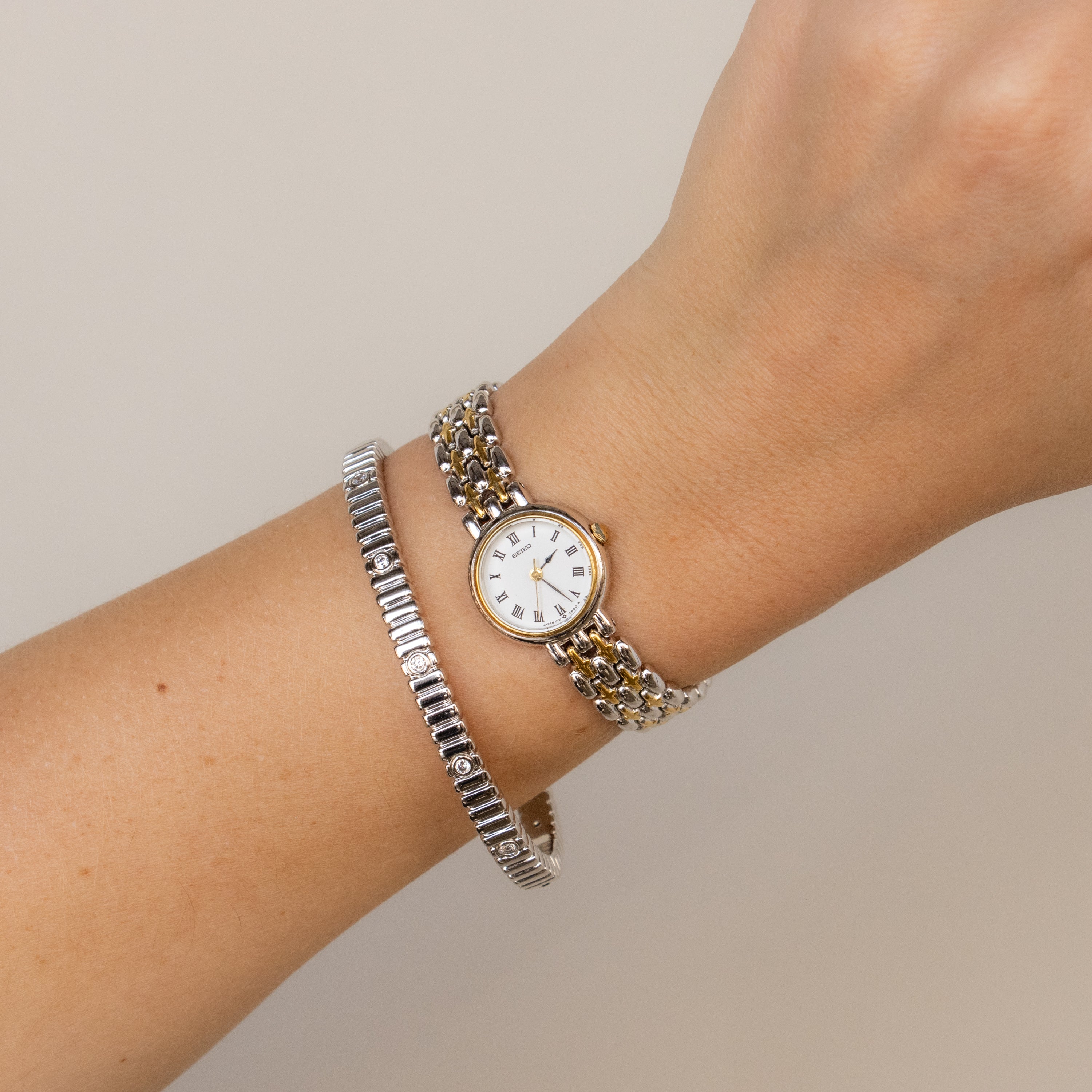 Vintage Seiko Roman Two Tone Watch