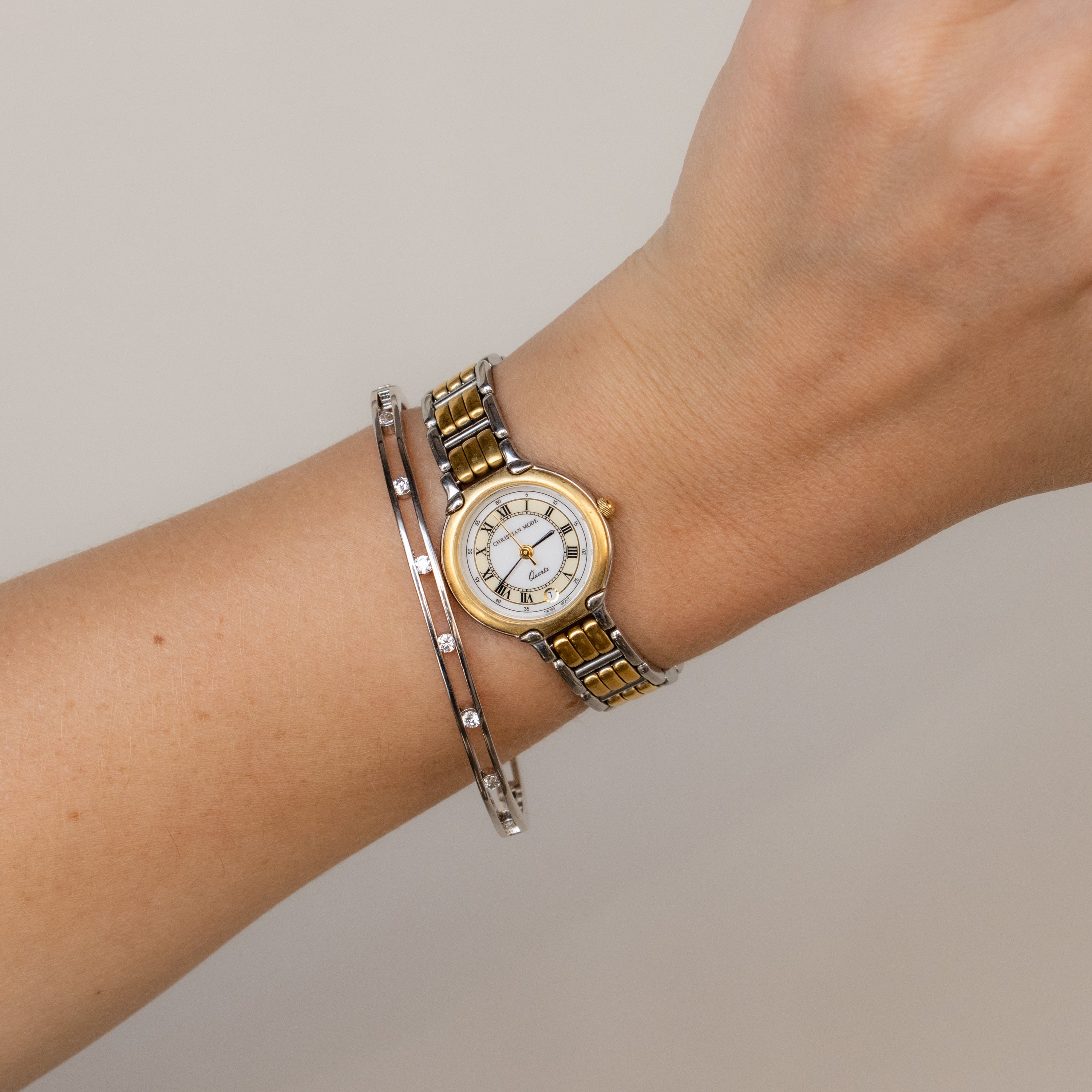 Vintage Christian Mode Swiss Bold Two Tone Watch