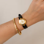 Vintage Enicar Swiss Black Strap Gold Watch