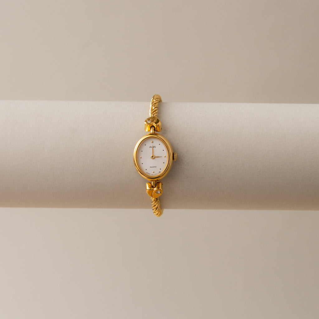 Vintage Alba Hearts Oval Gold Watch