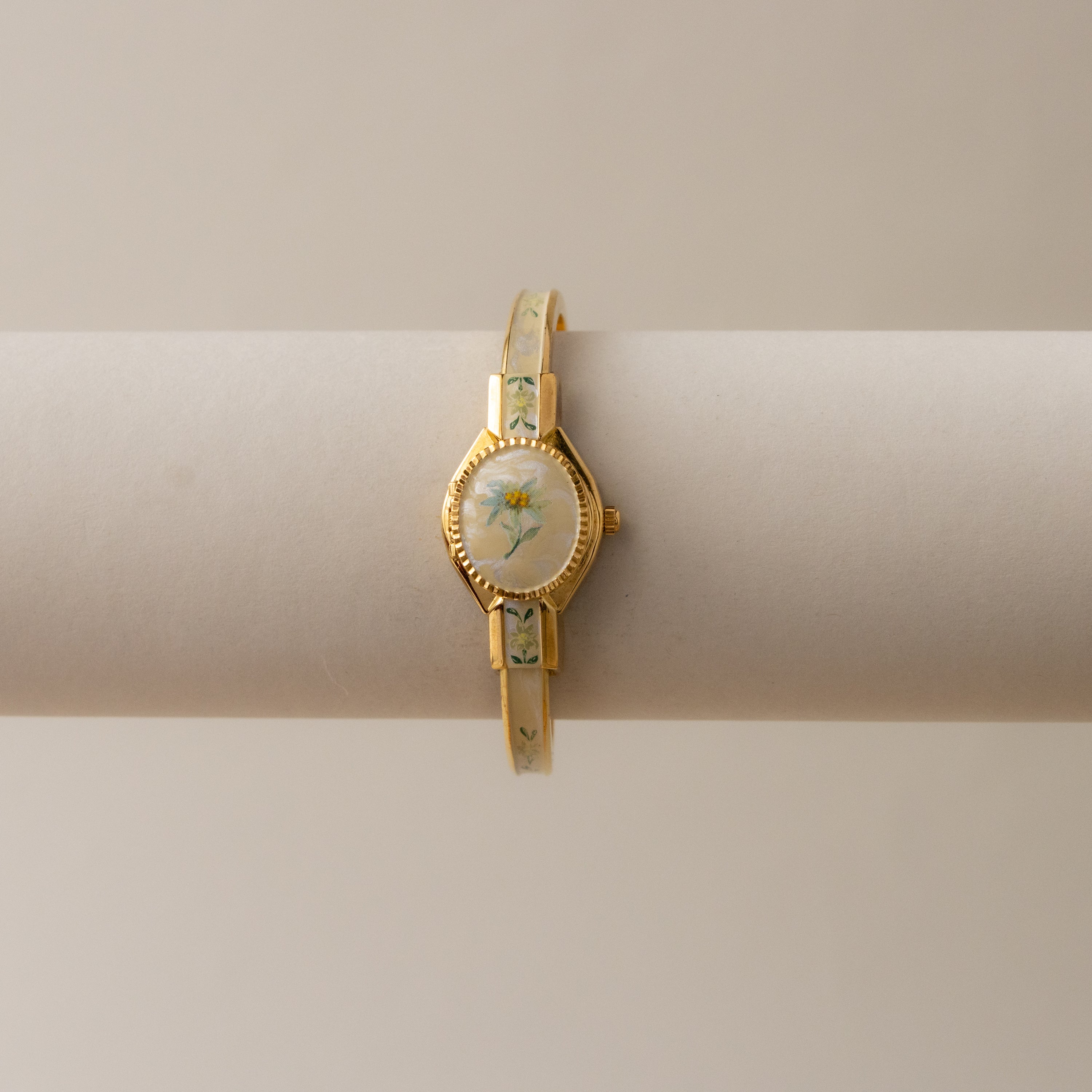 Vintage André Mouche Swiss Locket Cuff Gold Women's Watch