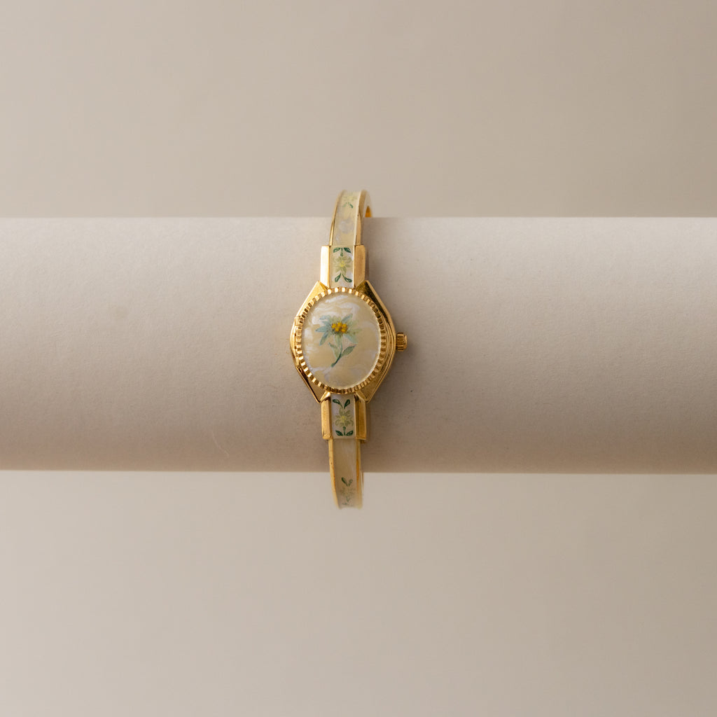 Vintage André Mouche Swiss Locket Cuff Gold Watch